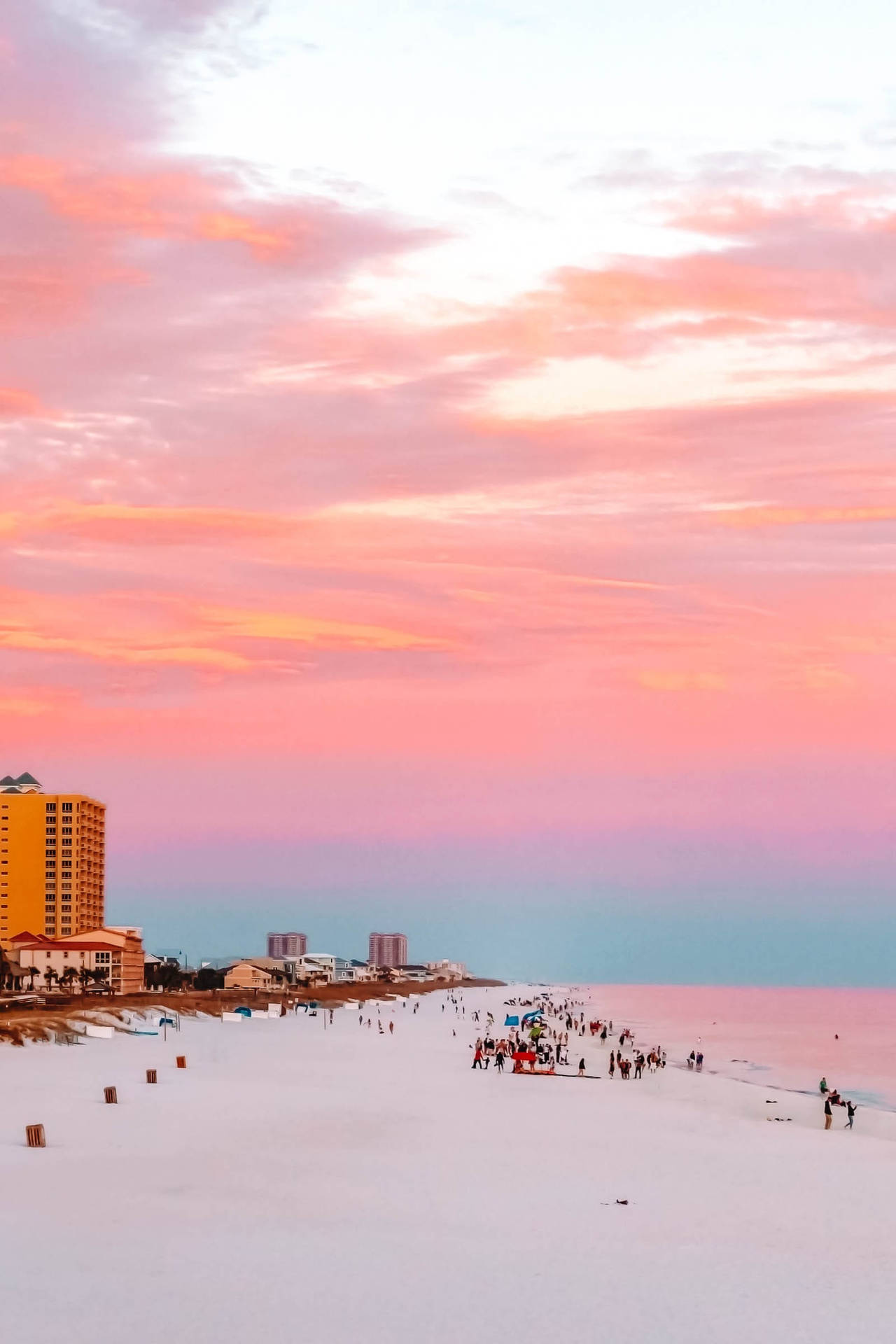 Florida Beach Rosy Sky Wallpaper
