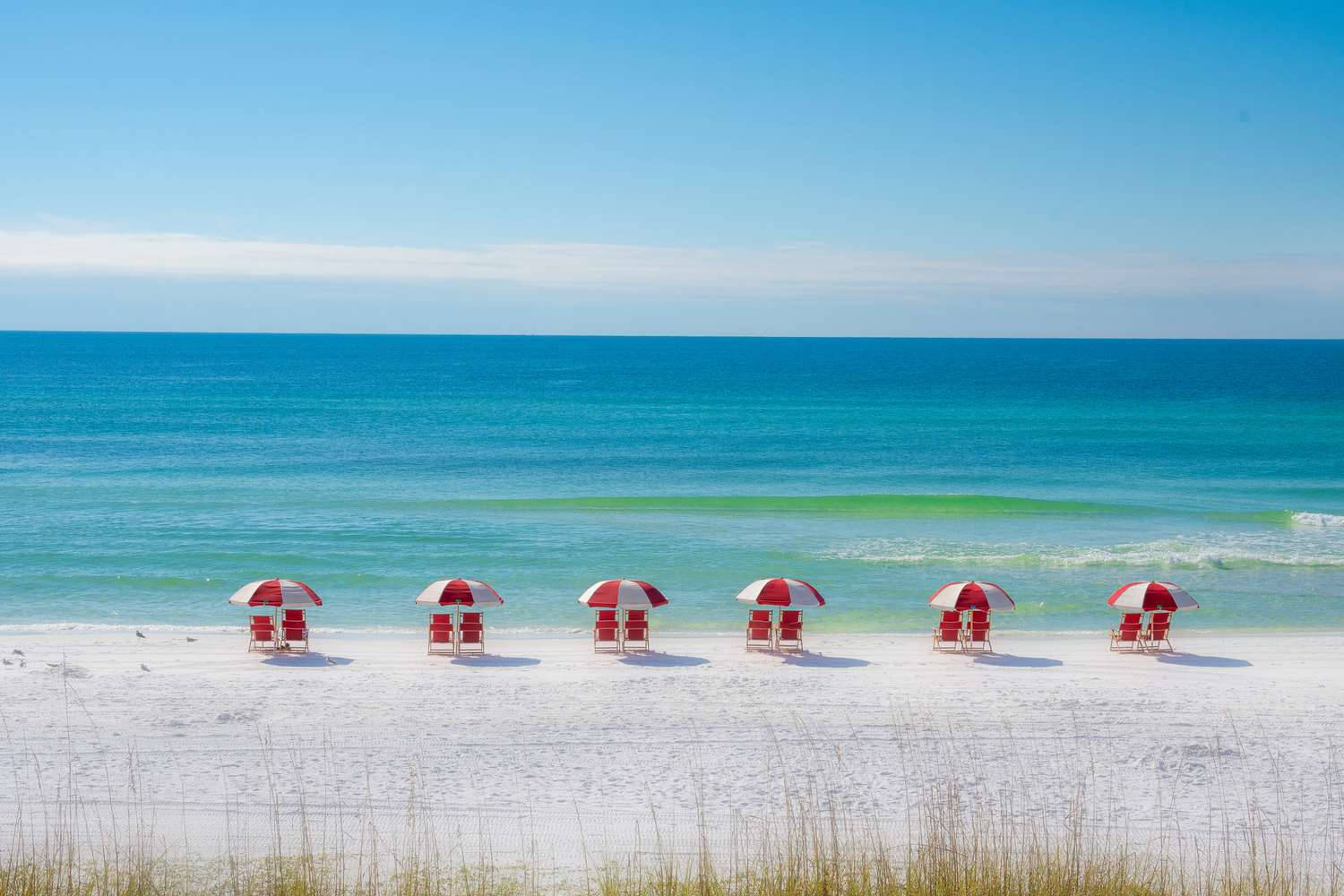 Ombrellonie Sedie A Sdraio Sulla Spiaggia Della Florida Sfondo