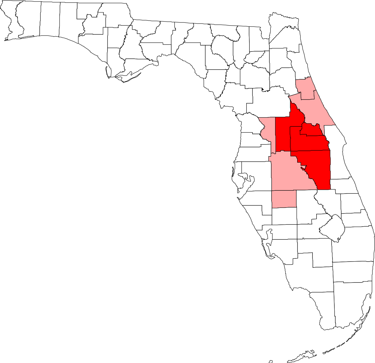Florida Counties Highlighted Map PNG