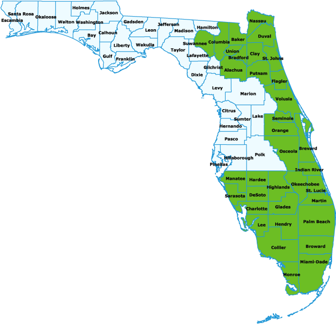 Florida Counties Map PNG