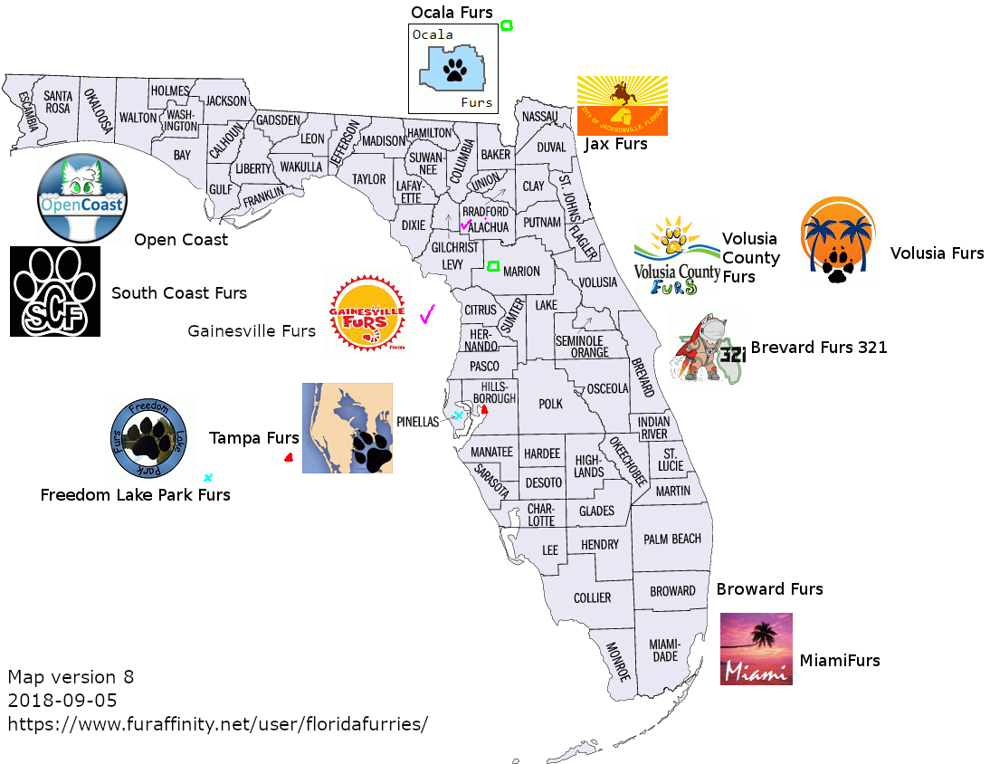 Florida Furry Groups Map PNG