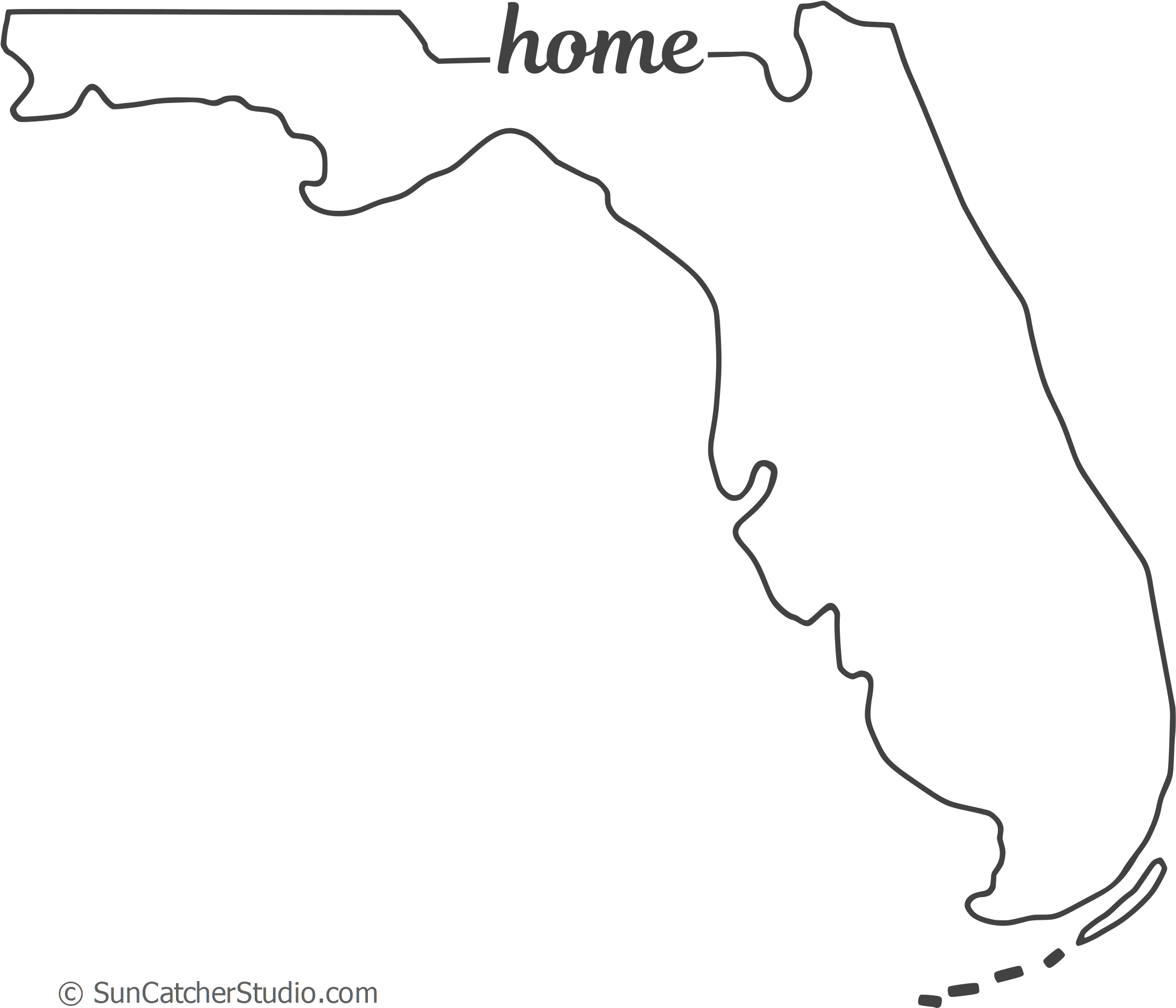Florida Home Outline Graphic PNG