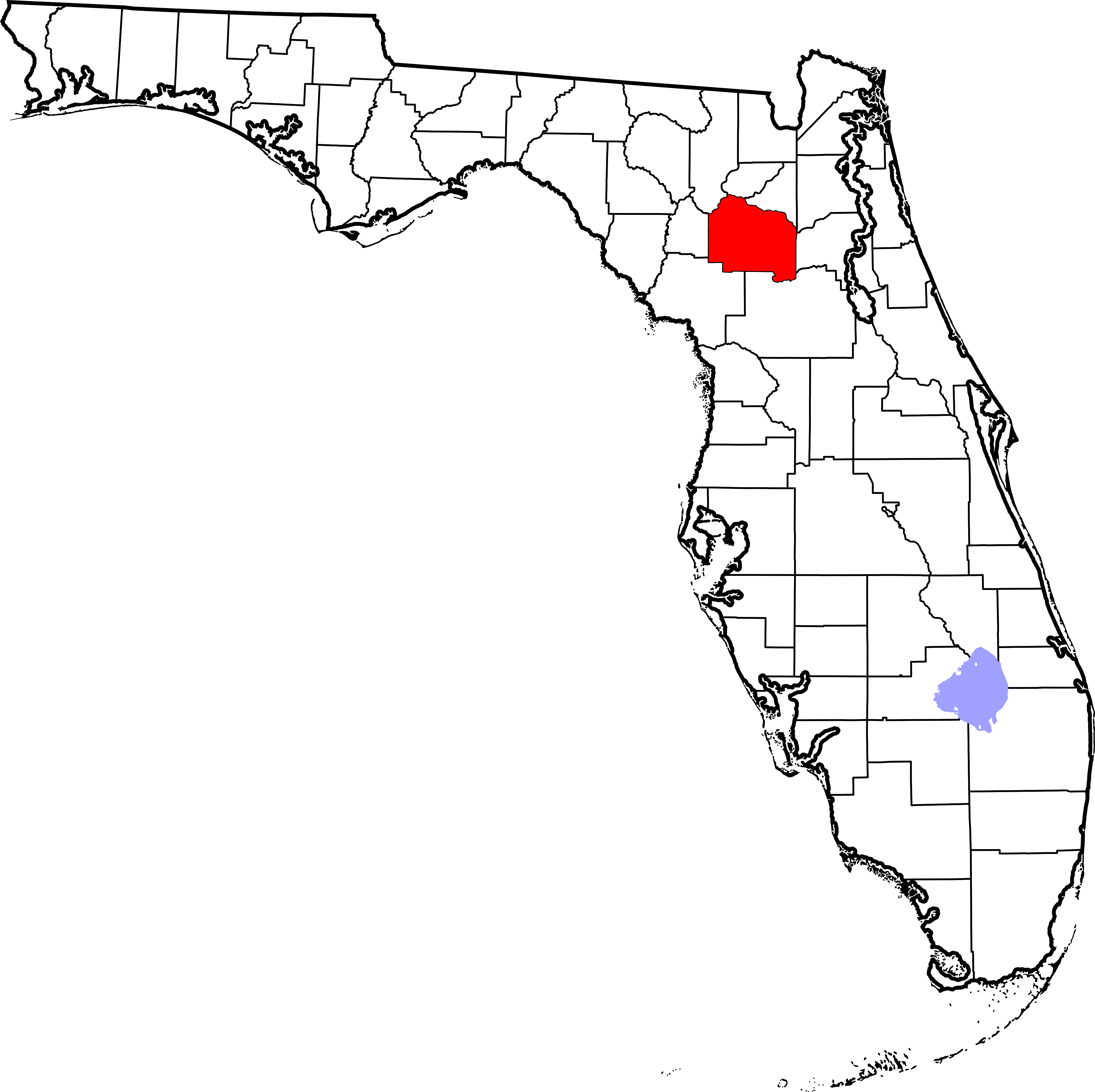 Florida Map Highlighted Counties PNG