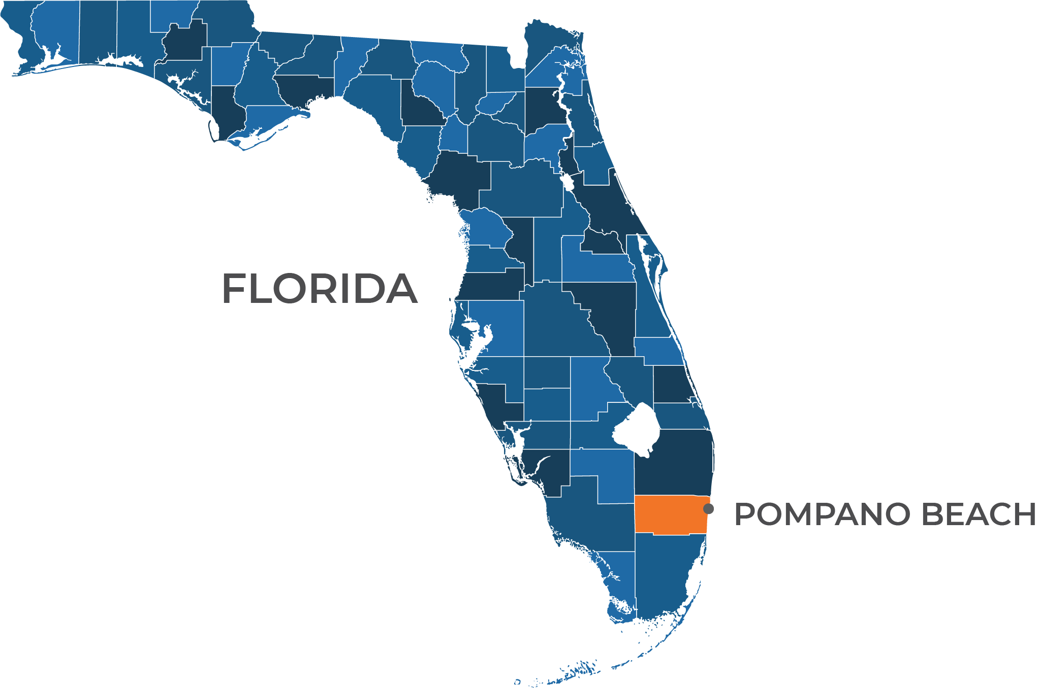 Florida Map Highlighting Pompano Beach PNG