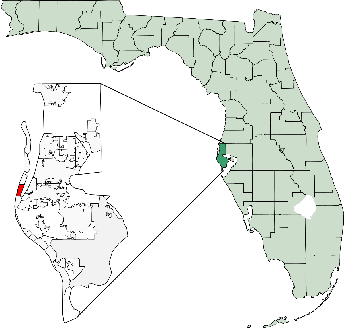 Florida Map Highlighting Specific Area PNG