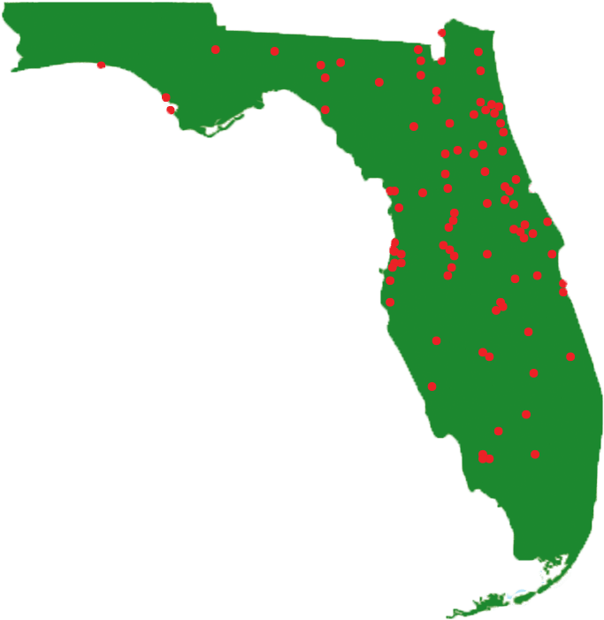 Download Florida Mapwith Red Dots | Wallpapers.com