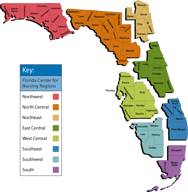 Florida Nursing Regions Map PNG