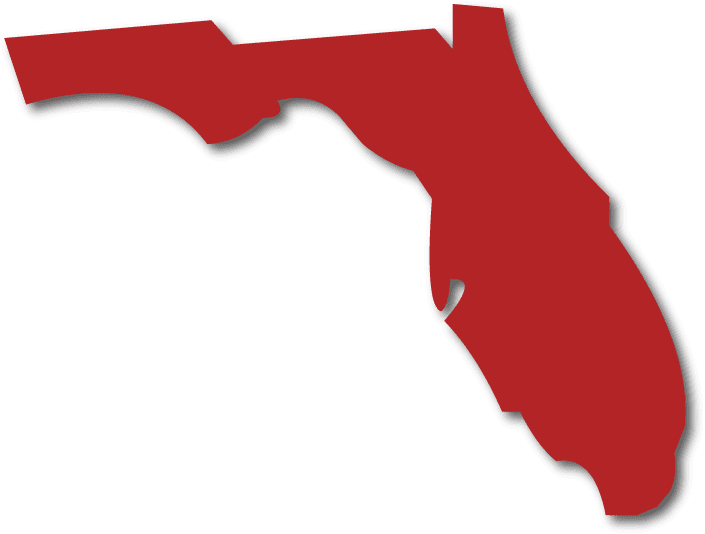 Florida Outline Red Background PNG
