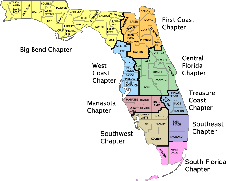 Florida Regional Chapters Map PNG
