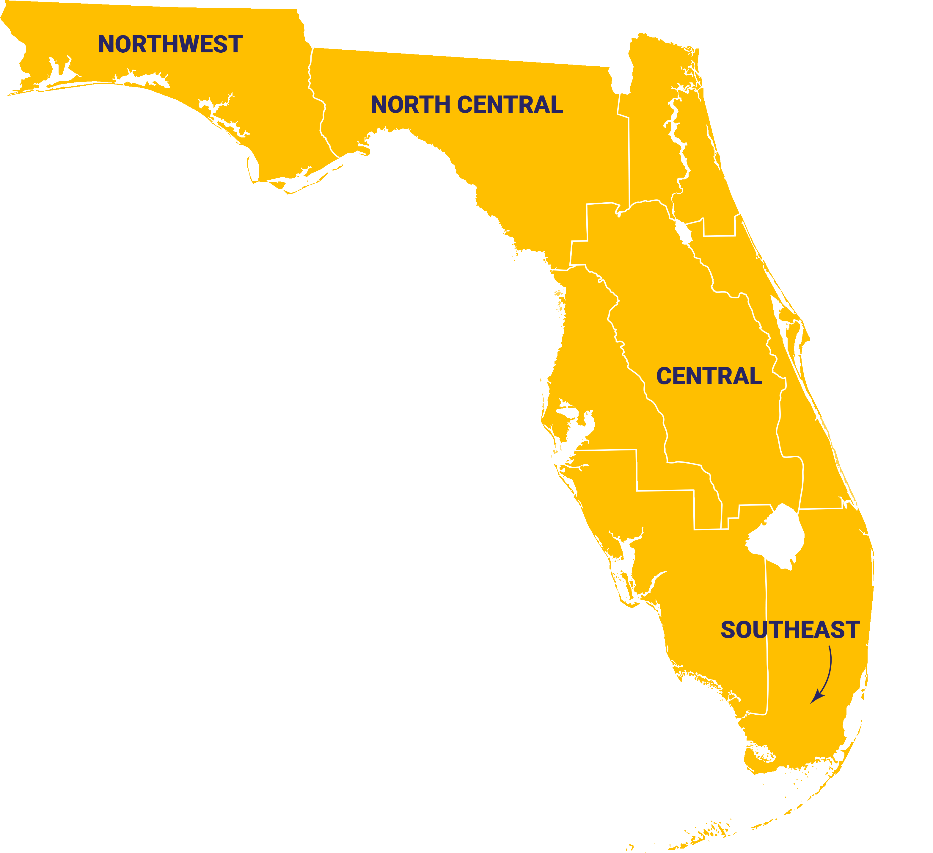 Florida Regional Divisions Map PNG