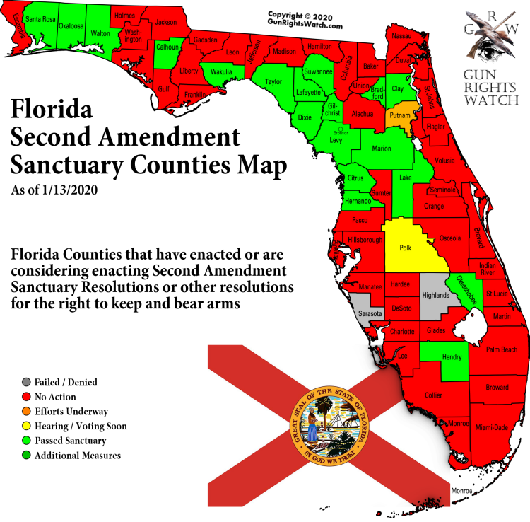 Florida Second Amendment Sanctuary Counties Map2020 PNG