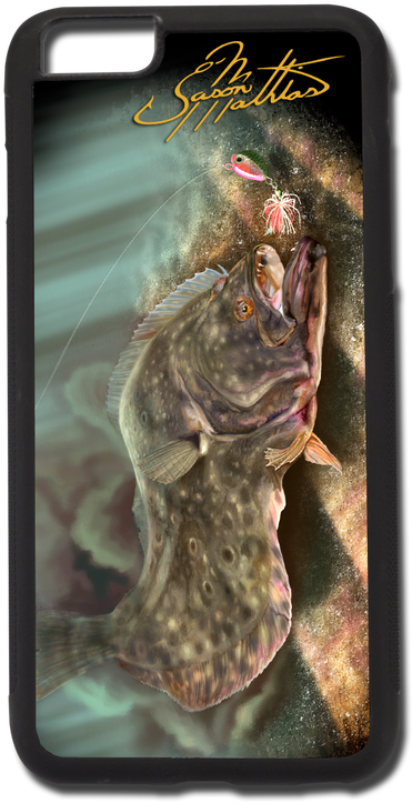 Flounder Fishing Art Phone Case PNG