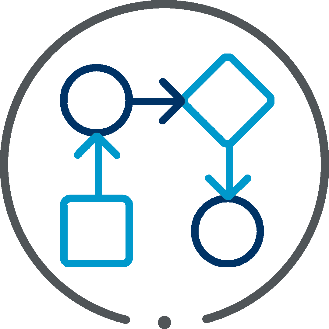 Flowchart Network Icon PNG — Abstract geometric shapes in blue and yellow form a stylized cup with white foam against a gray background.