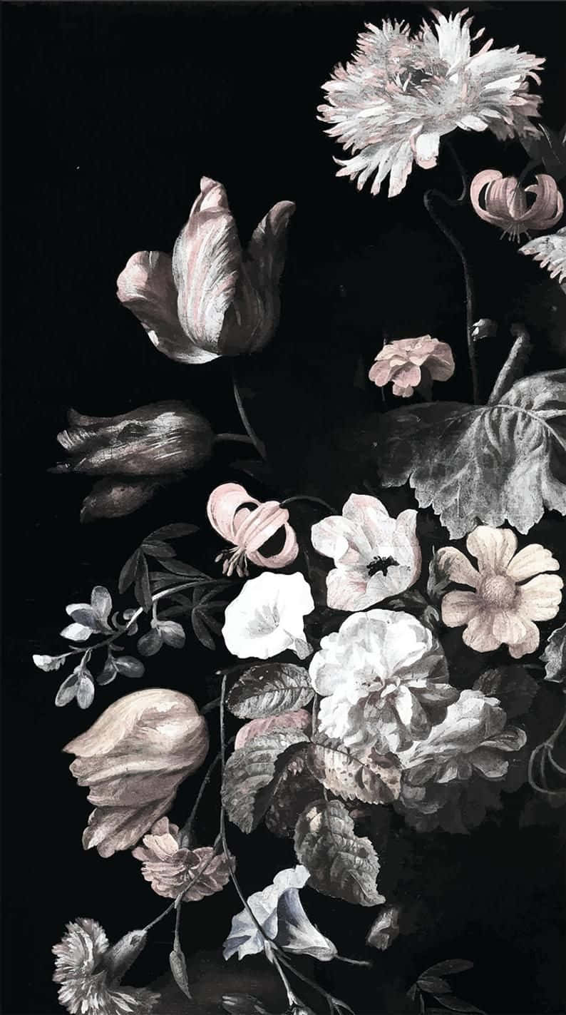 Einbüschel Rosa Und Gelber Chrysanthemen In Voller Blüte, Das Wie Ein Irdenes Gemälde Aussieht.