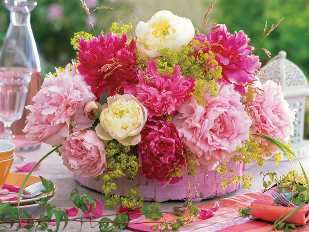 An exquisite flower arrangement crafted with elegance Wallpaper