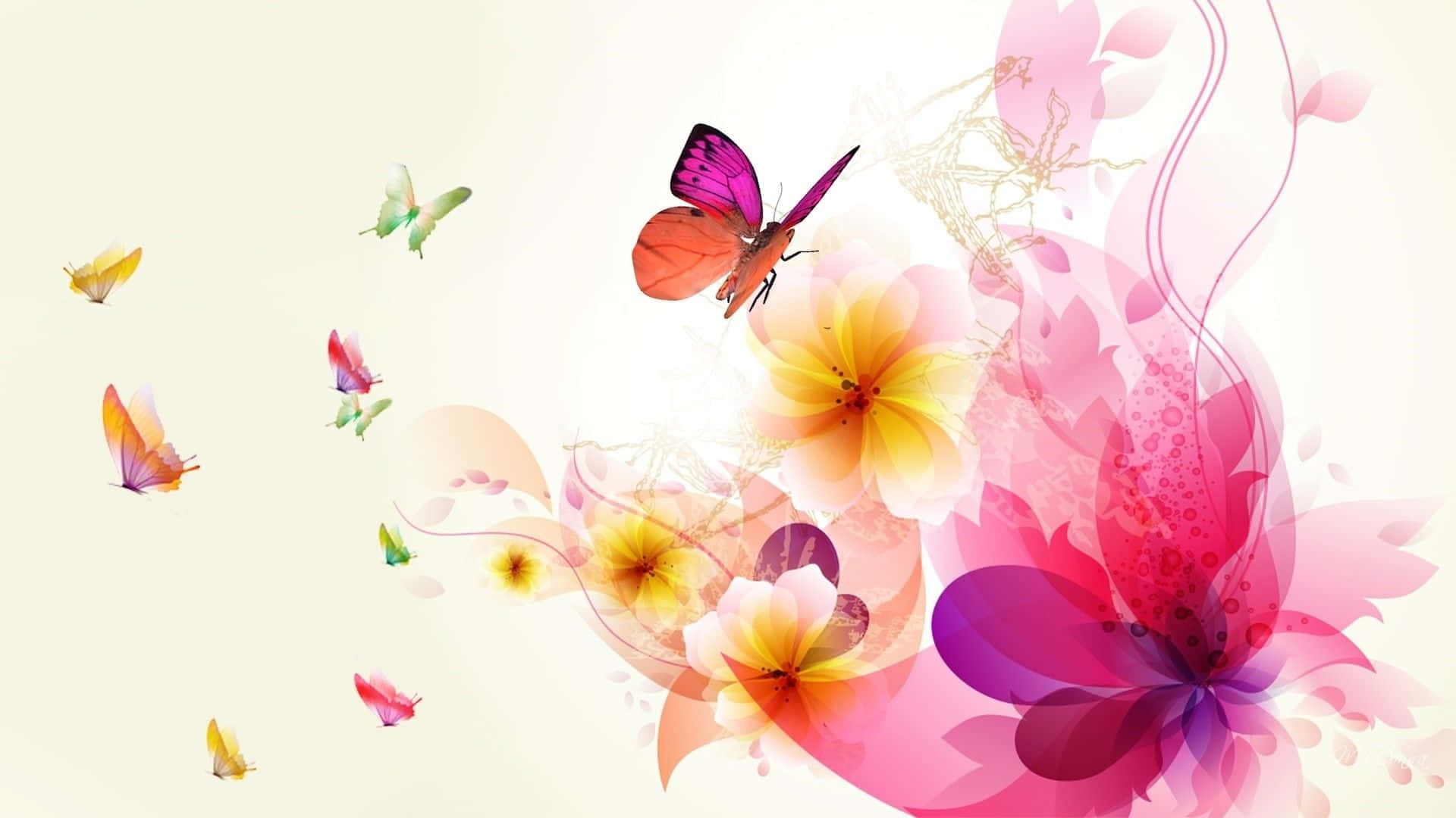 Colorful Floral Explosion: A masterpiece of vivid flowers in bloom Wallpaper