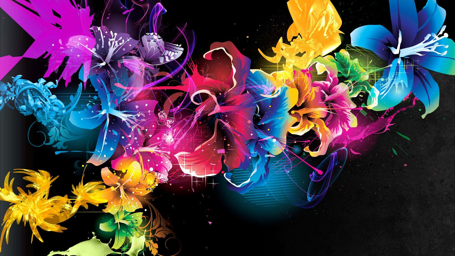 An infusion of Vibrant Blossoms - Exquisite Flower Art Wallpaper