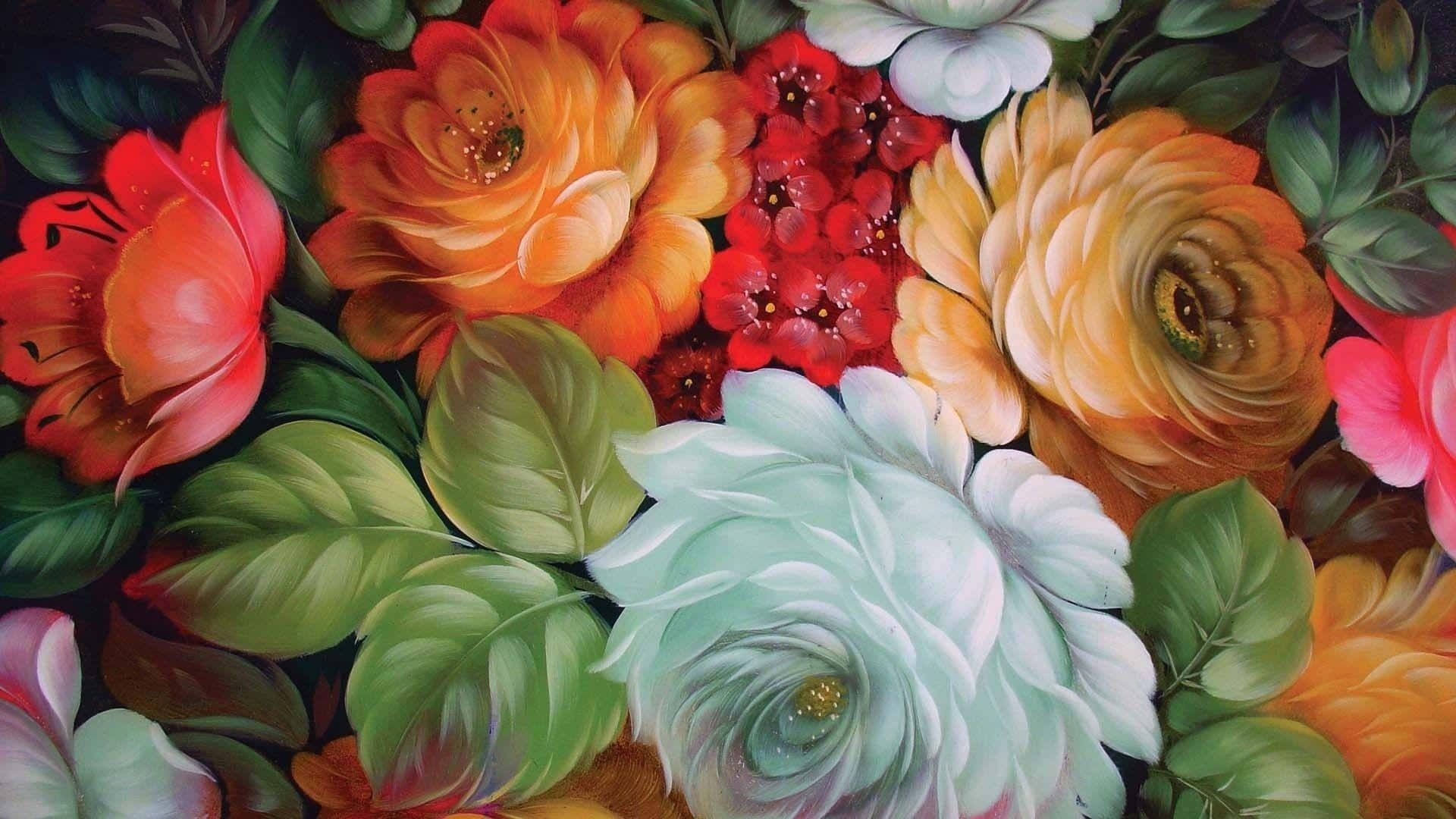 Colorful Blooming Flower Art Wallpaper