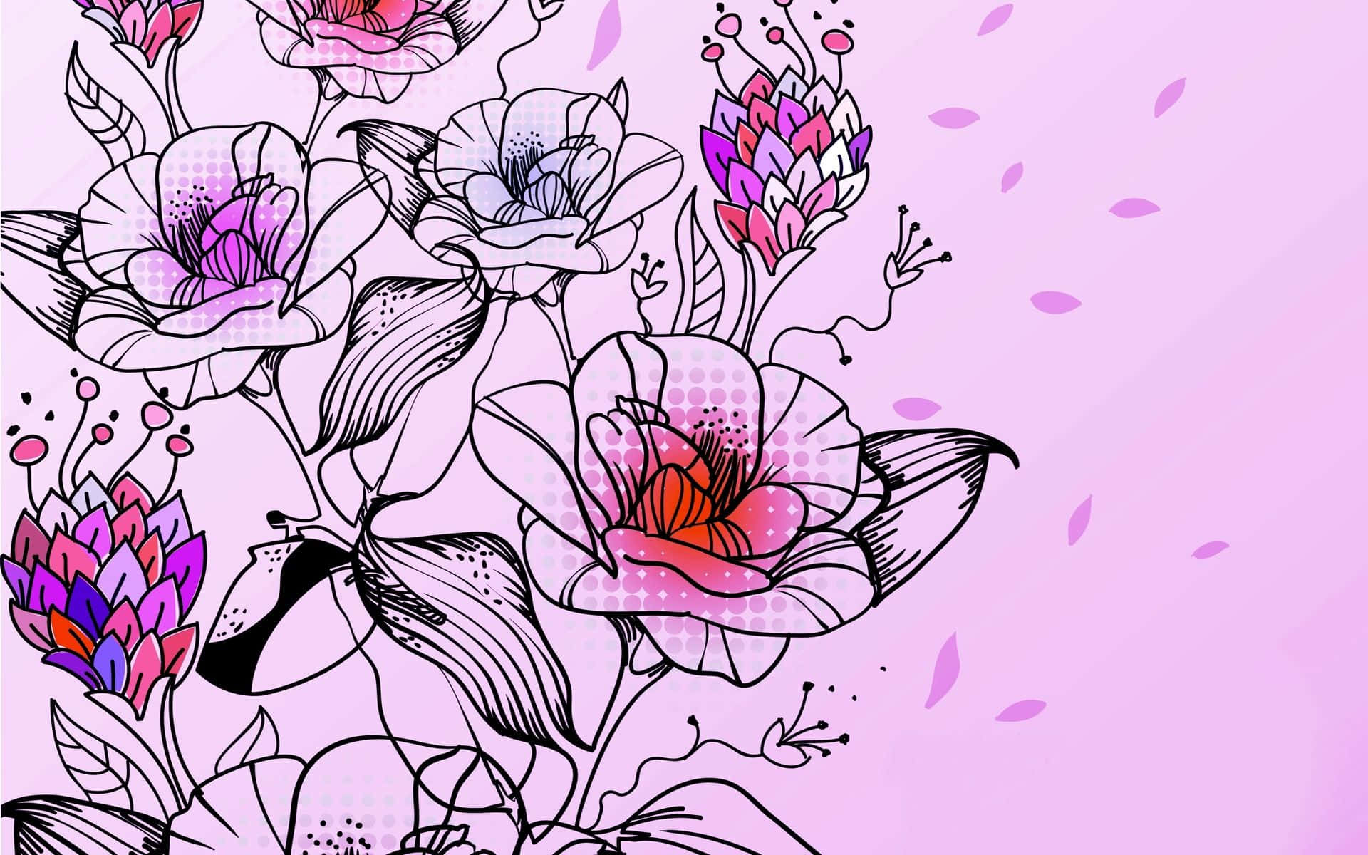 Blossoming Creativity: A Vibrant Display of Flower Art Wallpaper