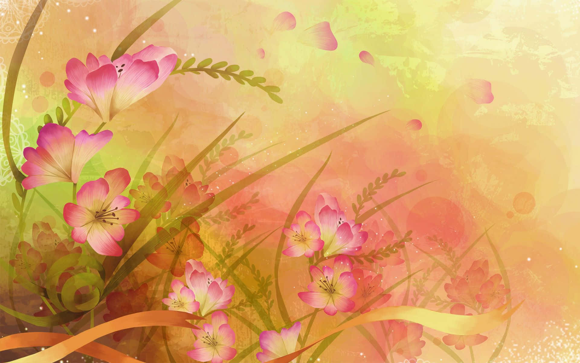 Stunning Flower Art in Vibrant Hues Wallpaper