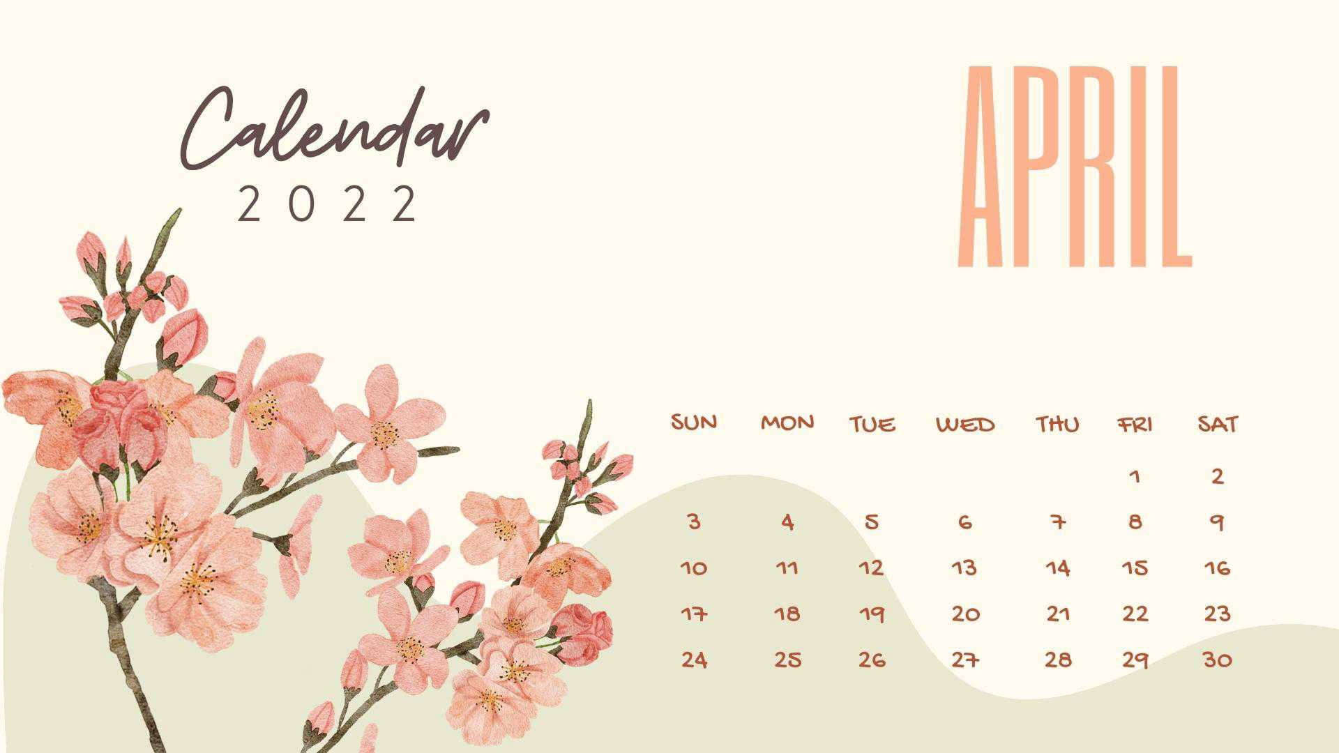 Flower Art April 2022 Calendar Background