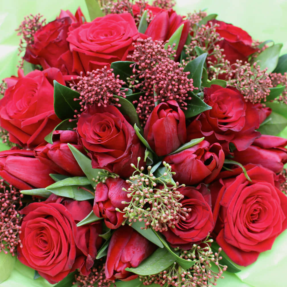Red Roses In A Bouquet