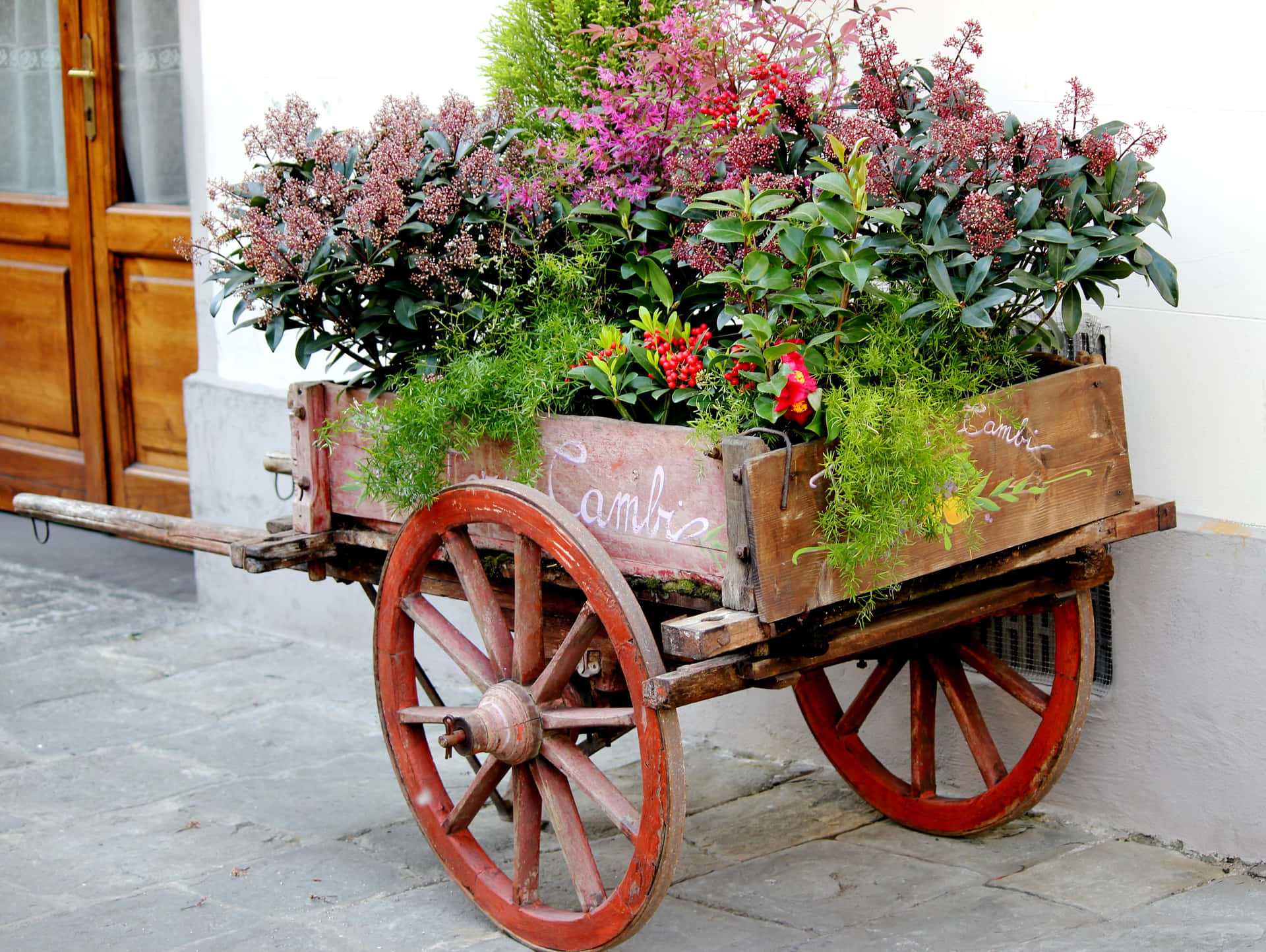 A Beautiful Flower Cart in Full Bloom Wallpaper