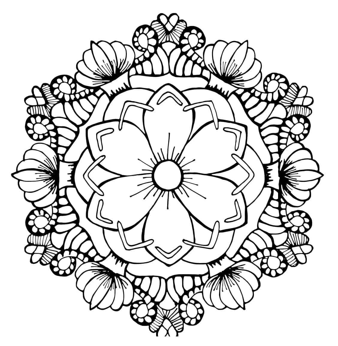 Bright and Colorful Flower Coloring Page