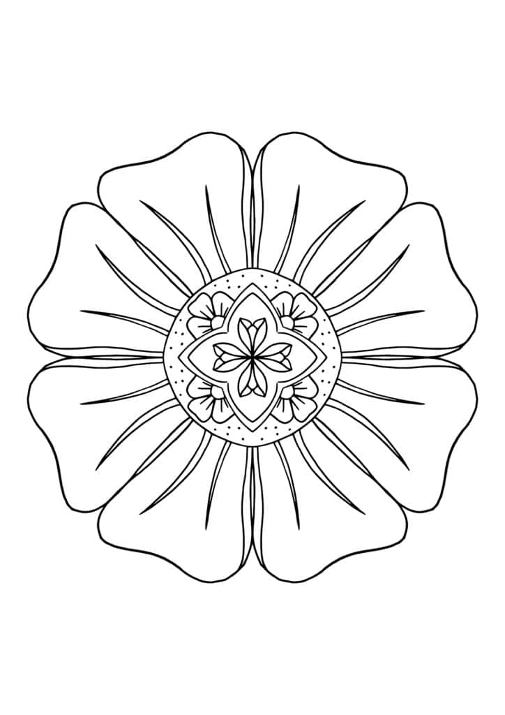 A Flower Coloring Page With A Flower Design