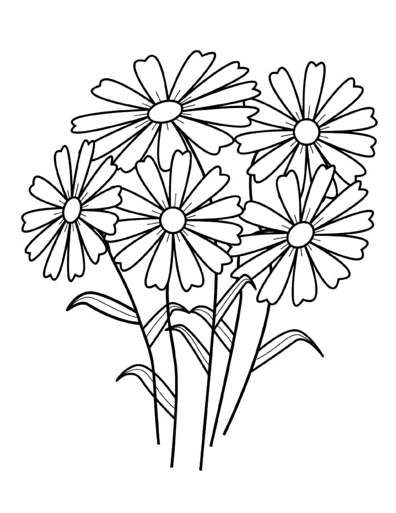 A Bouquet Of Flowers Coloring Page