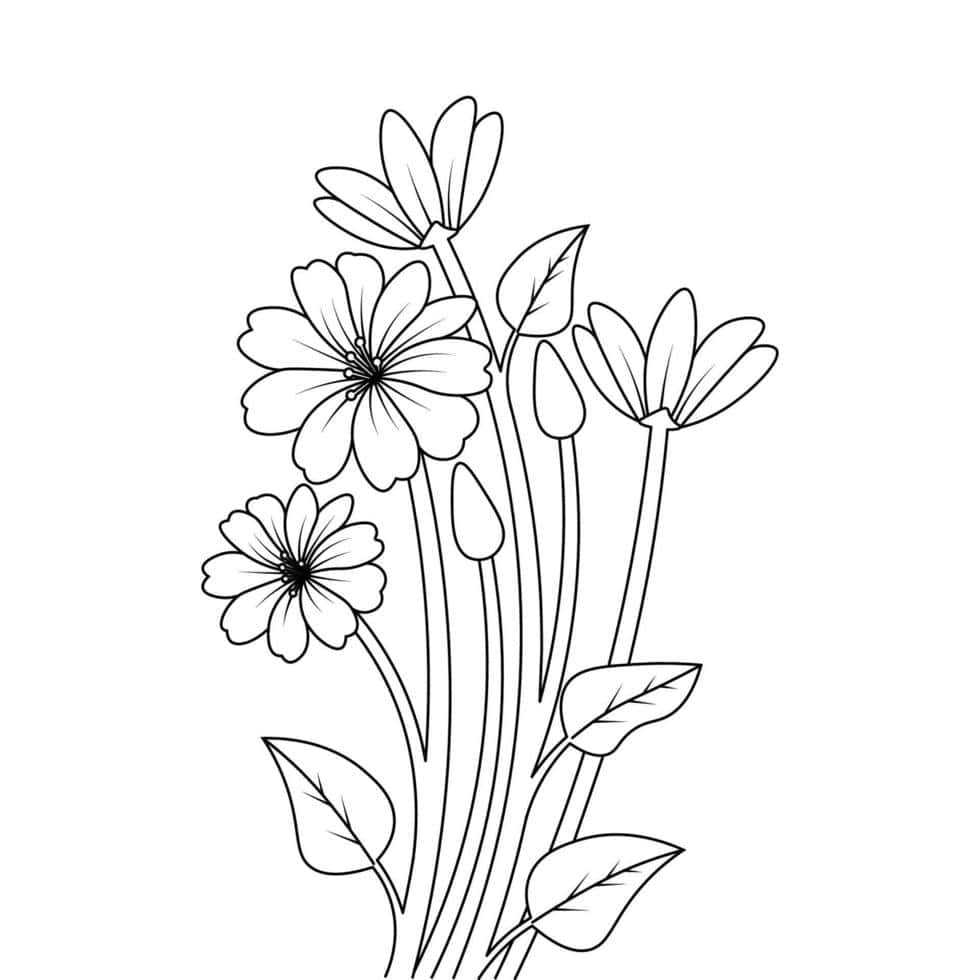 Bring the Coloring Tools and Enjoy this Beautiful Flower Illustration.