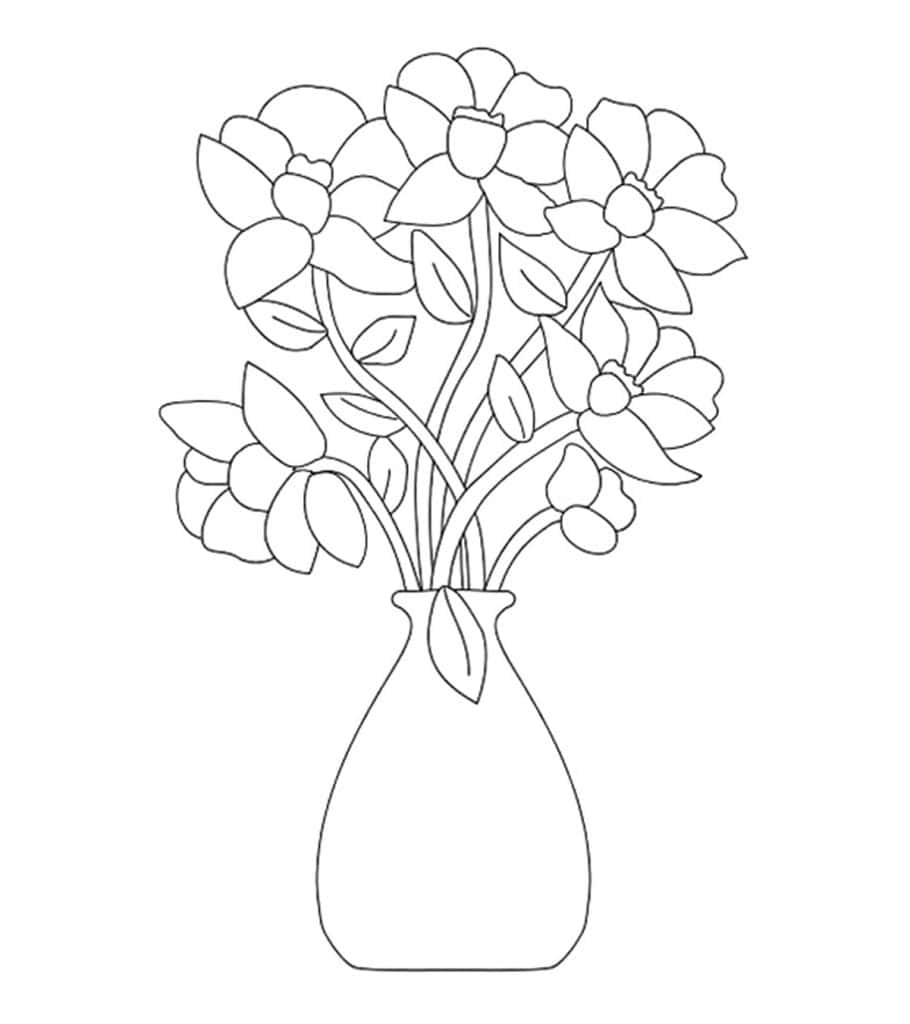 A Vase With Flowers In It Coloring Page