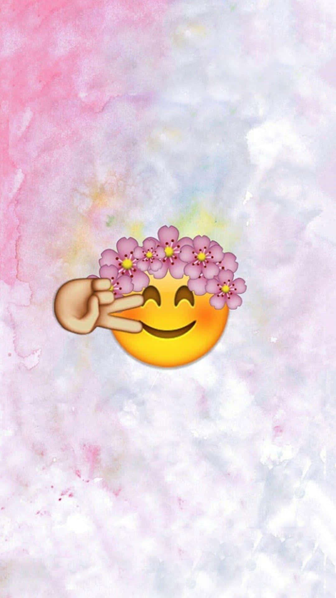 Flower Crowned Emoji Peace Sign Background Wallpaper