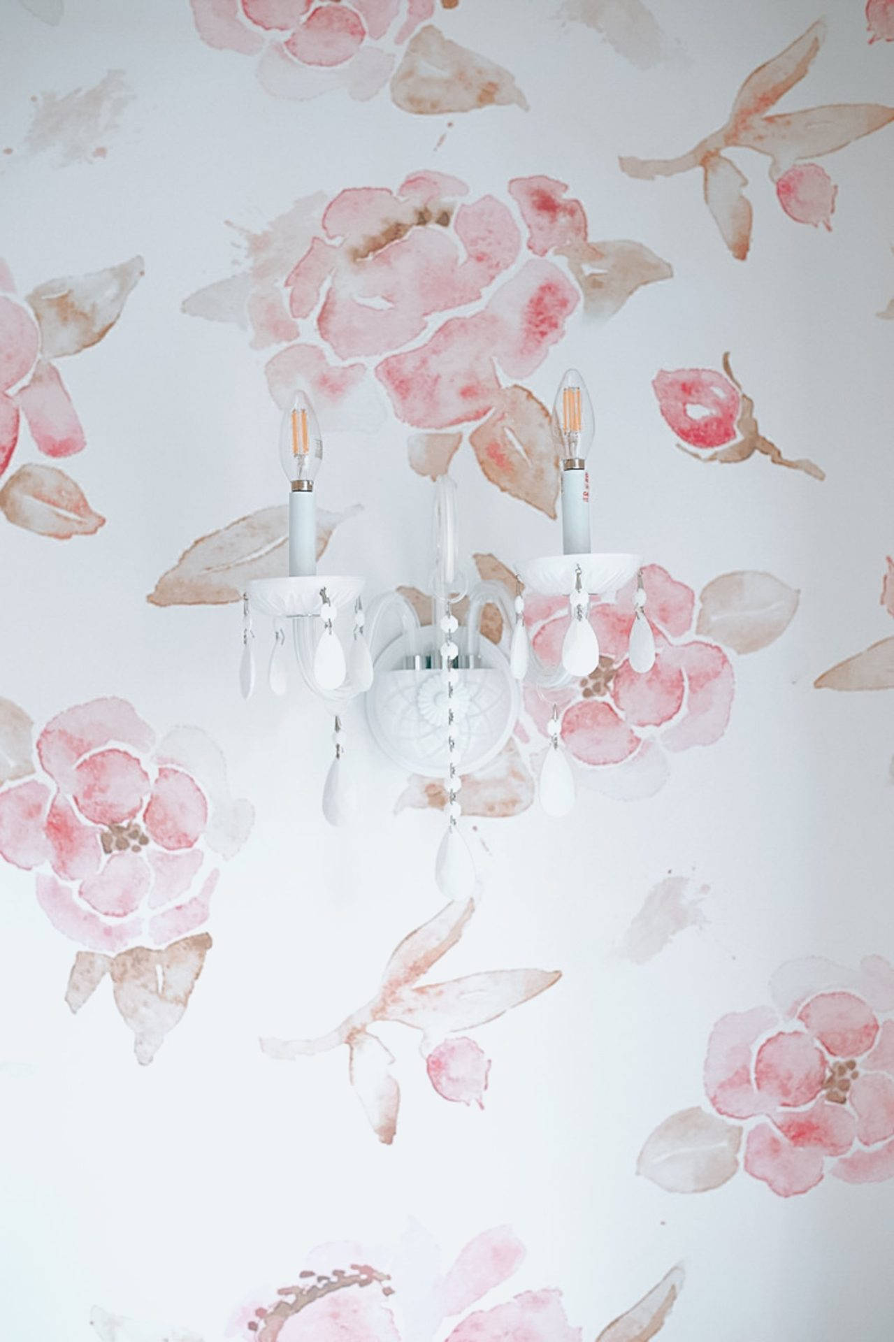 Flower Design And Wall Lamp Wallpaper