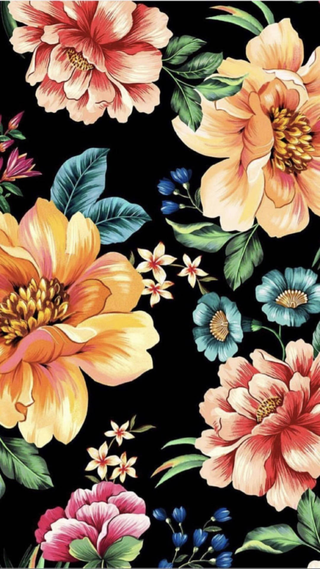 Blomsterdesignfärgglad Konst Wallpaper