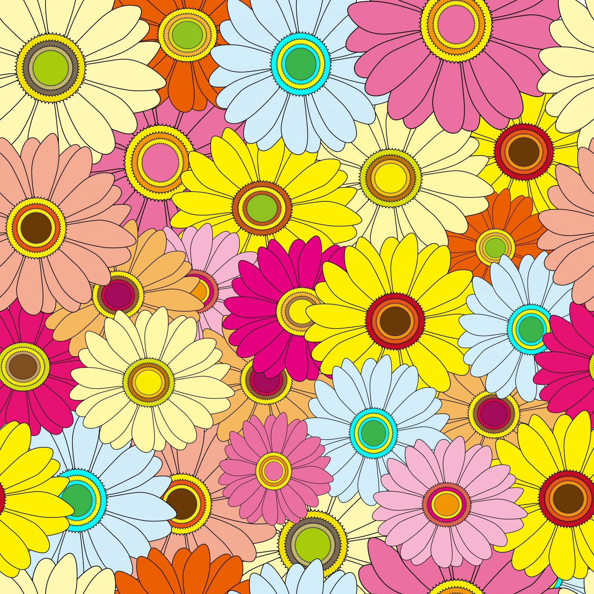 Diseñode Flores. Flores Coloridas De Margaritas. Fondo de pantalla