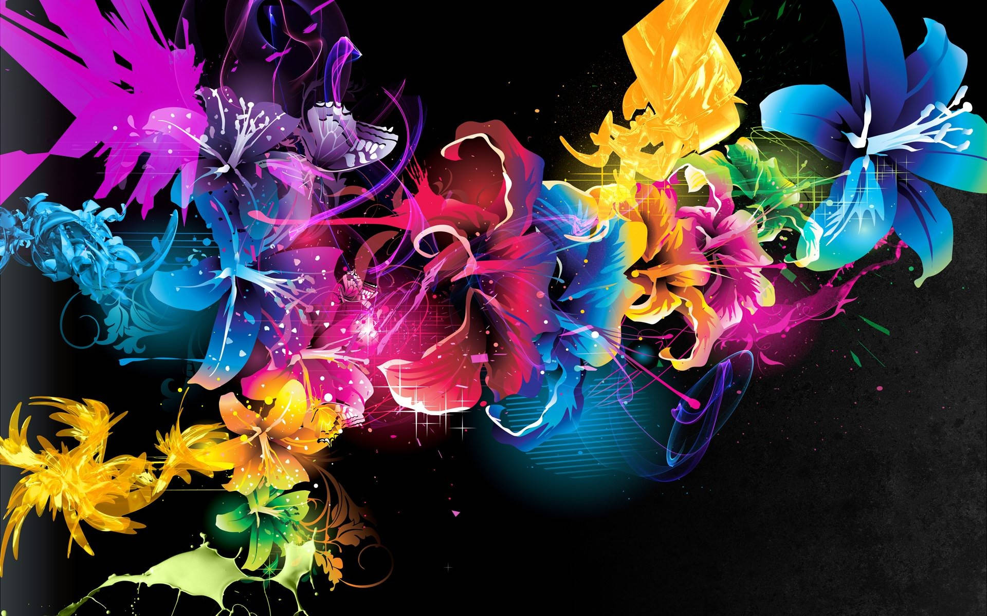Flower Design Colorful Hibiscus Wallpaper