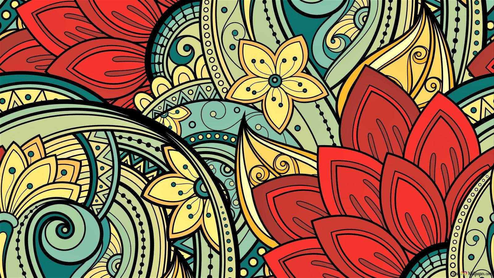 Blommigdesign I Mandala-mönster. Wallpaper