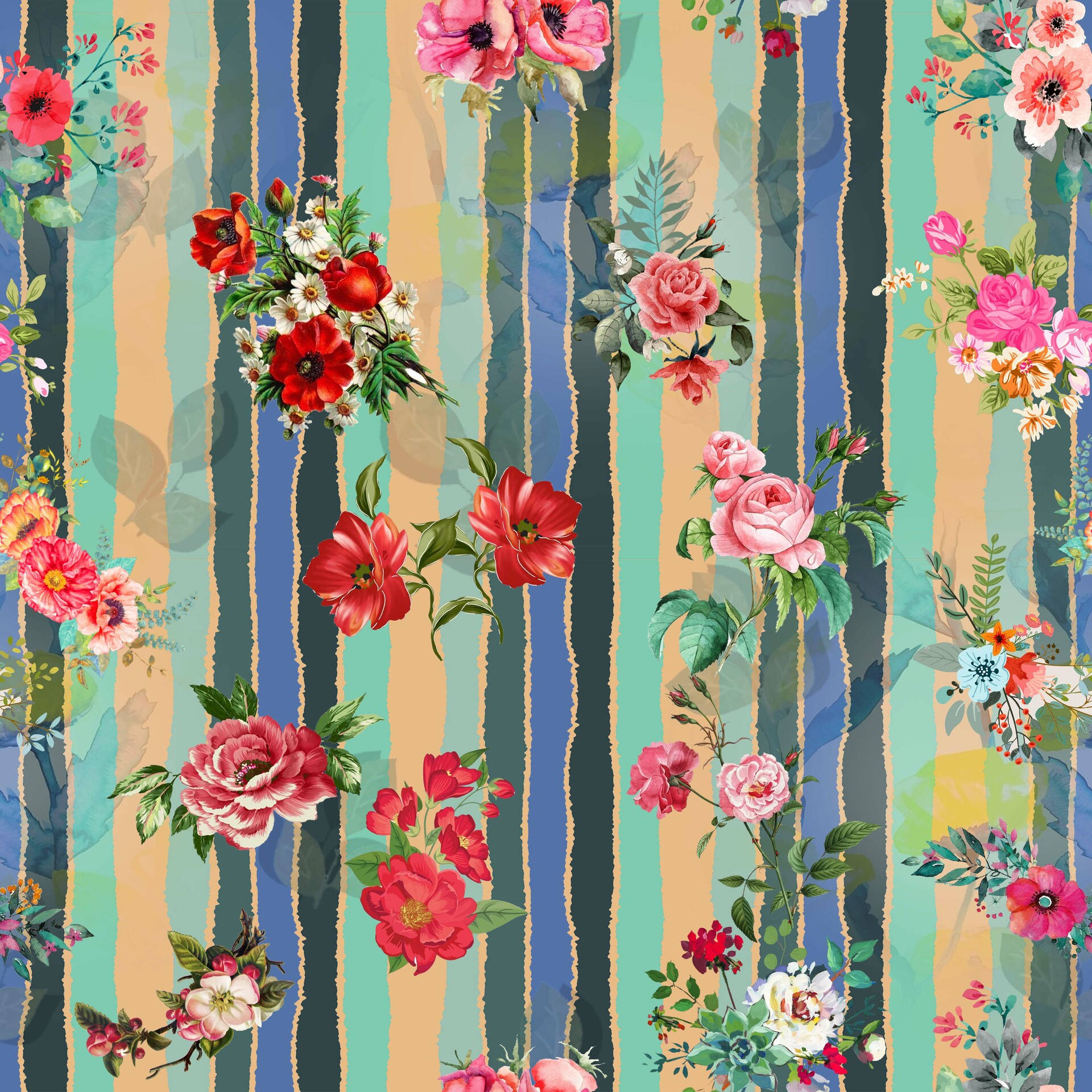 Blossoming Design in Vibrant Hues Wallpaper