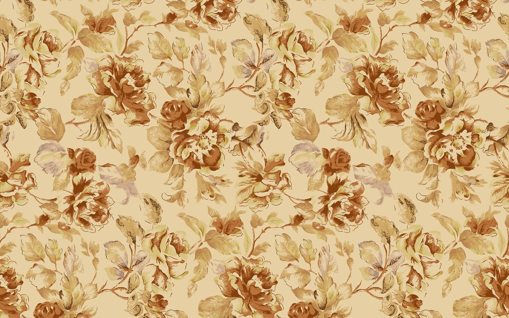 Blumenmusterin Sepia-farbe Wallpaper
