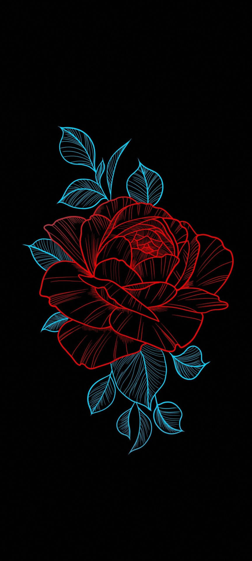 Flower Design Neon Rose Wallpaper