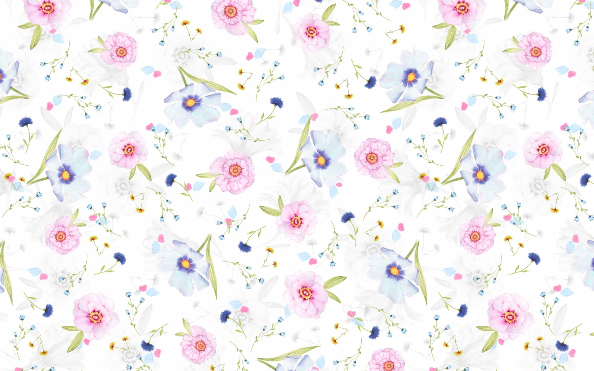Flower Design Pink And Blue Flowers Wallpaper