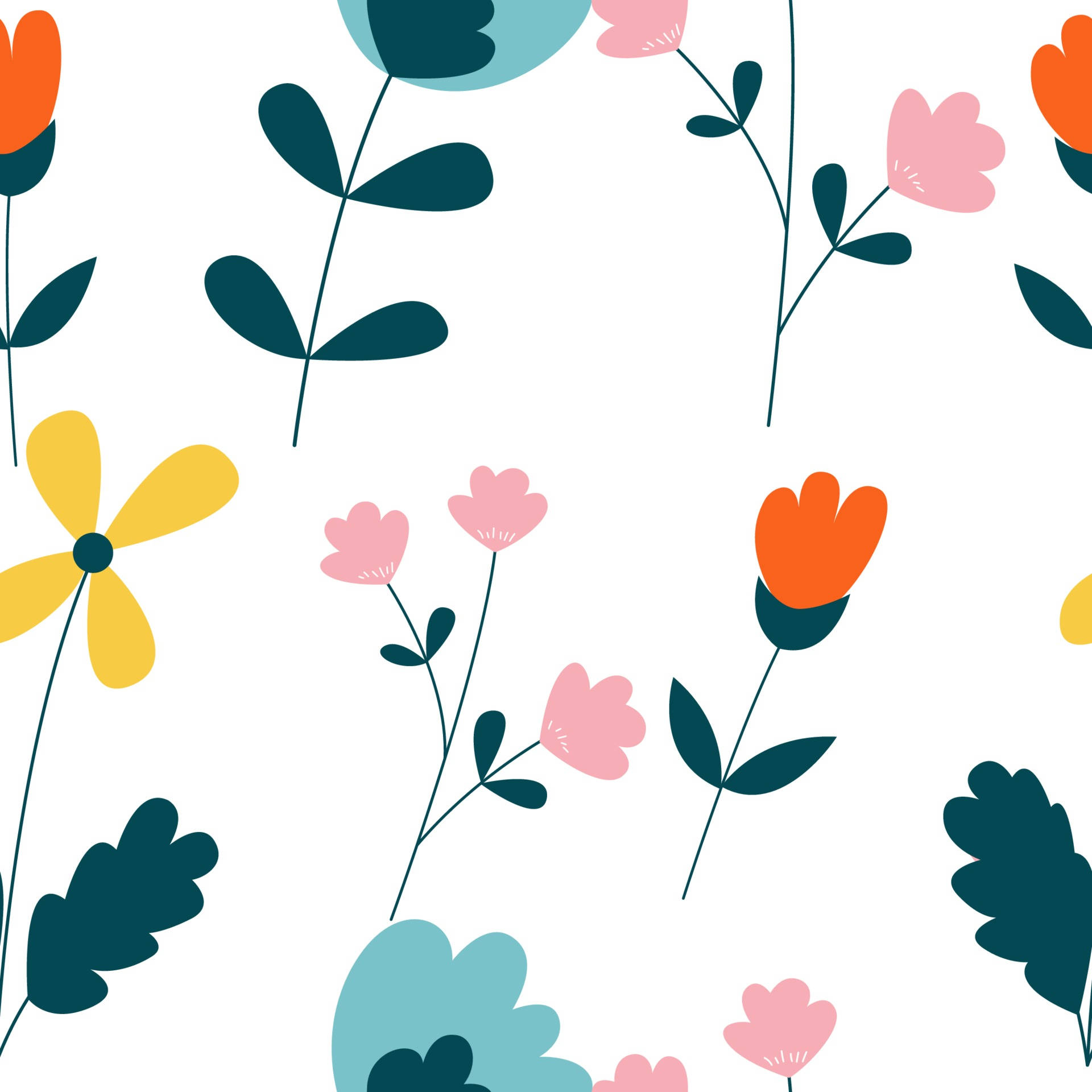 Diseñode Flores Estilizado Flores Coloridas Fondo de pantalla