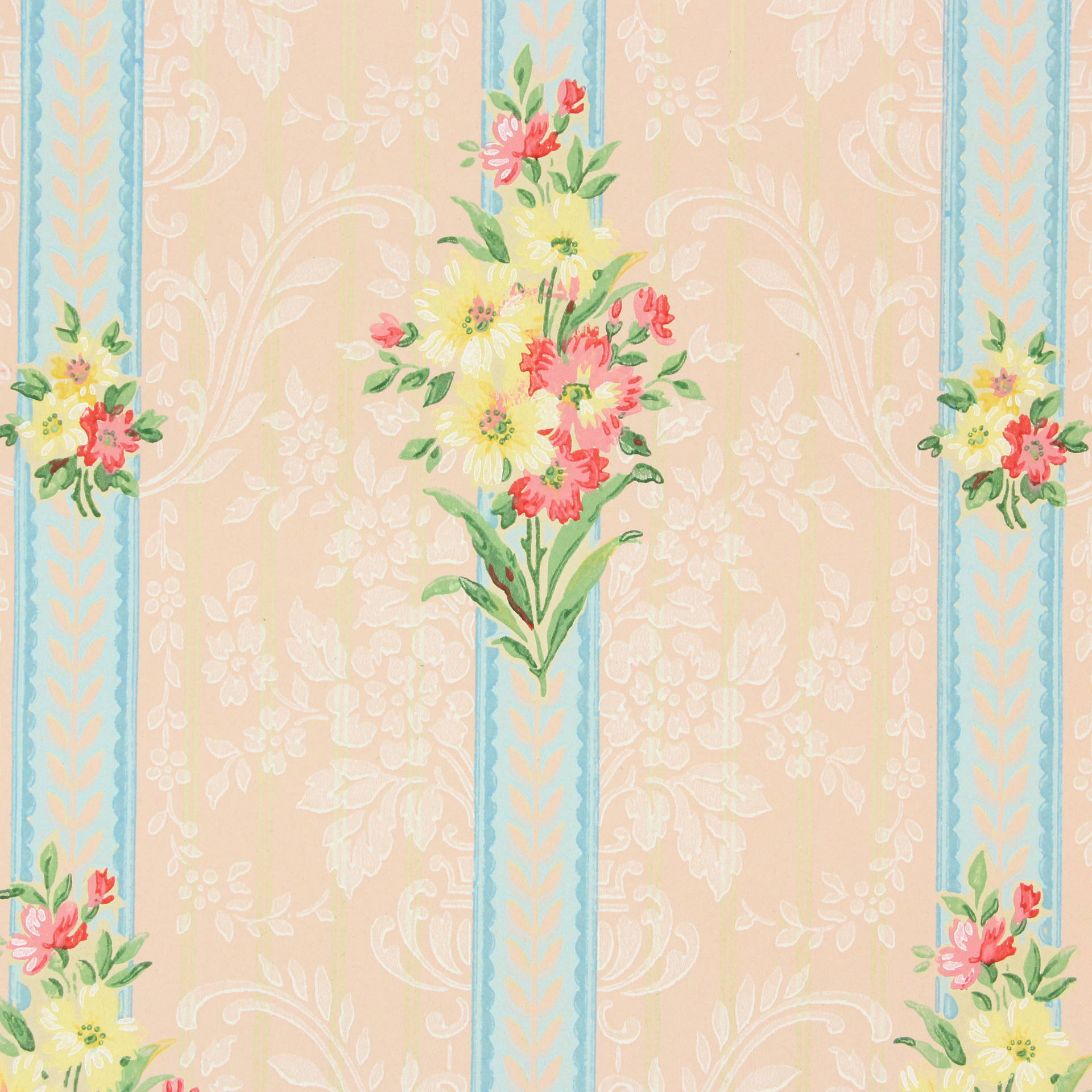 Flower Design Vintage Victorian Flowers Wallpaper