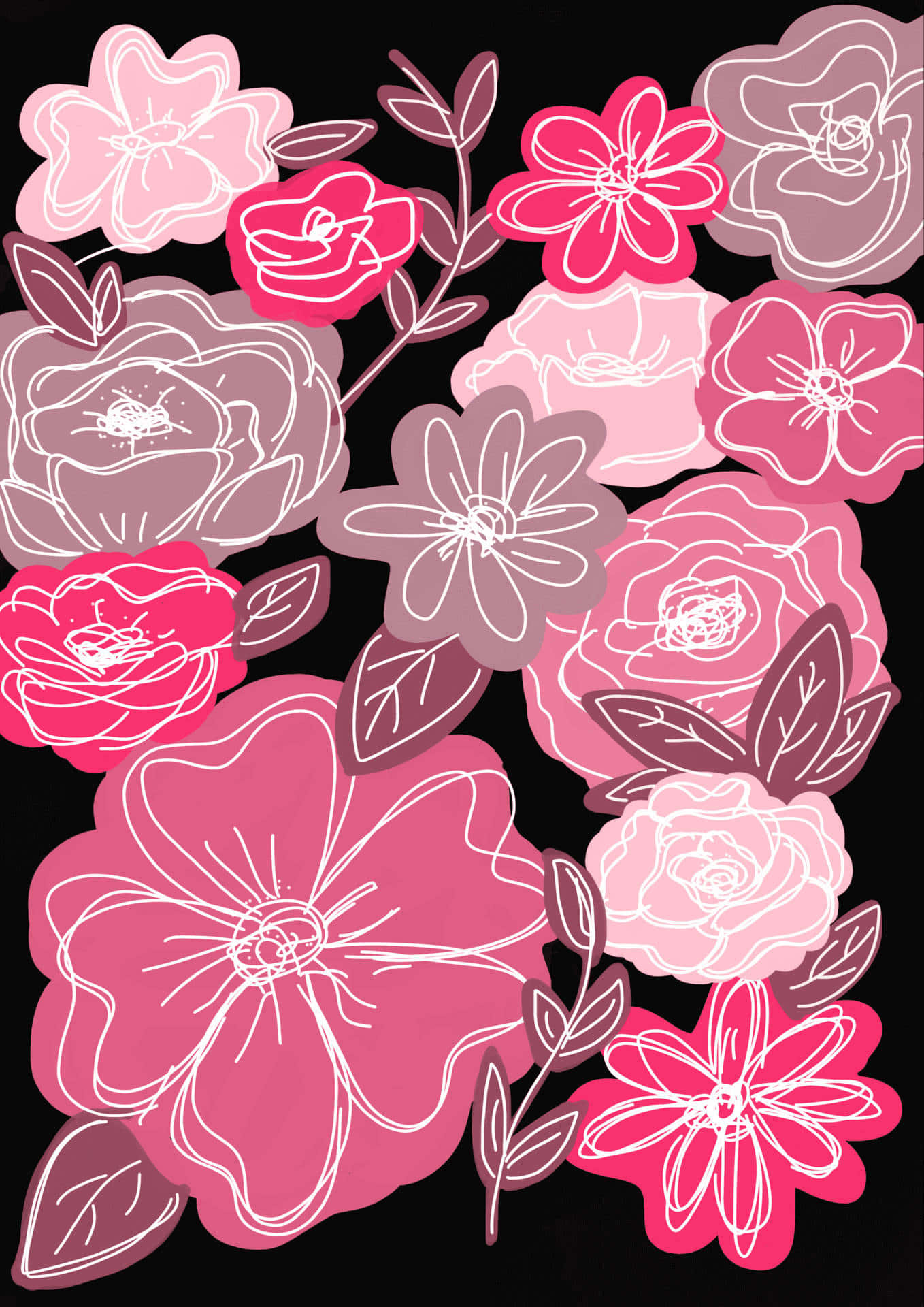 A Colorful Flower Drawing Wallpaper