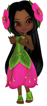 Flower Fairy Animated Character PNG