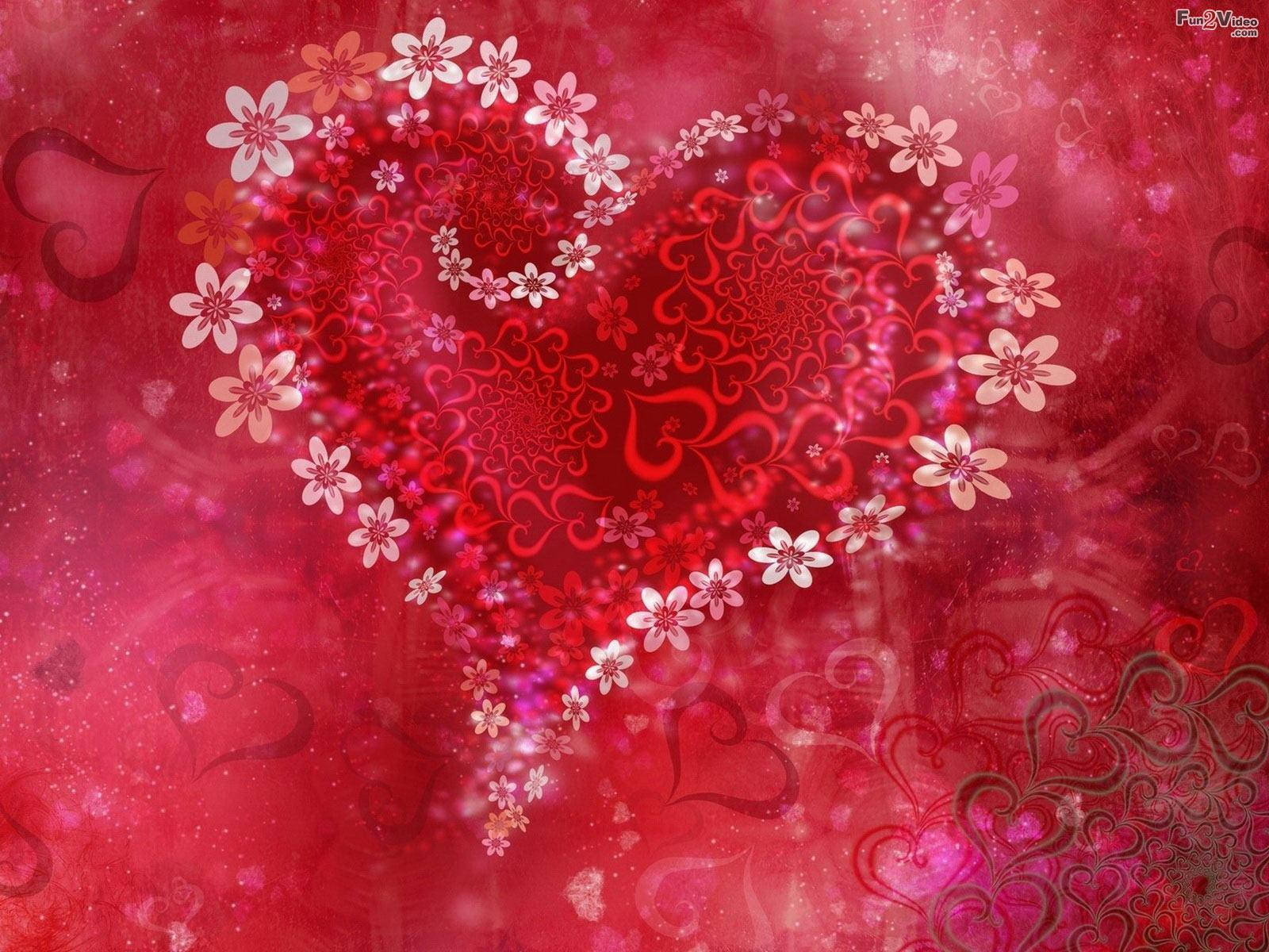Flower Forms Heart Valentines Desktop Wallpaper