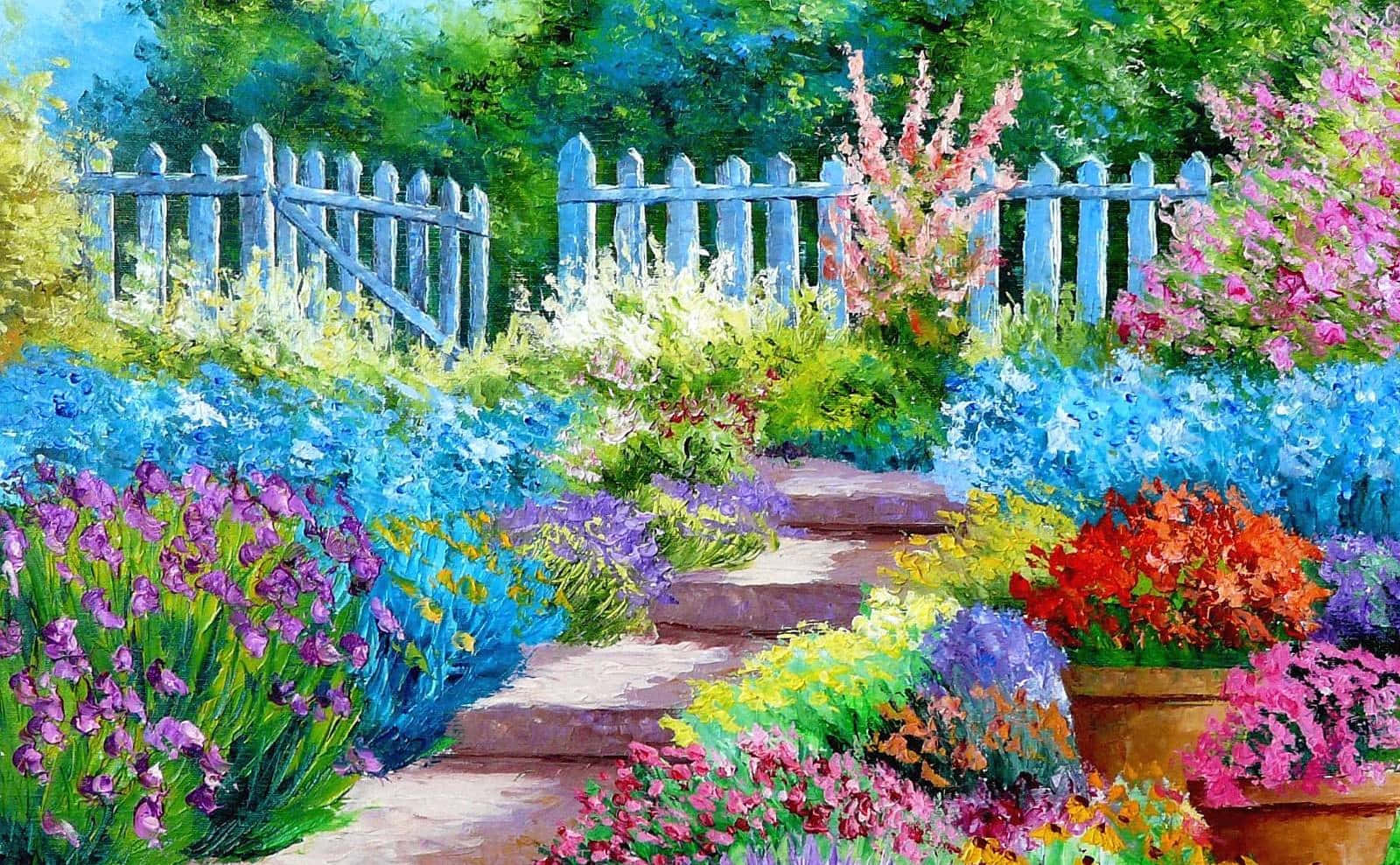 Beautiful Flower Garden Painting Picture