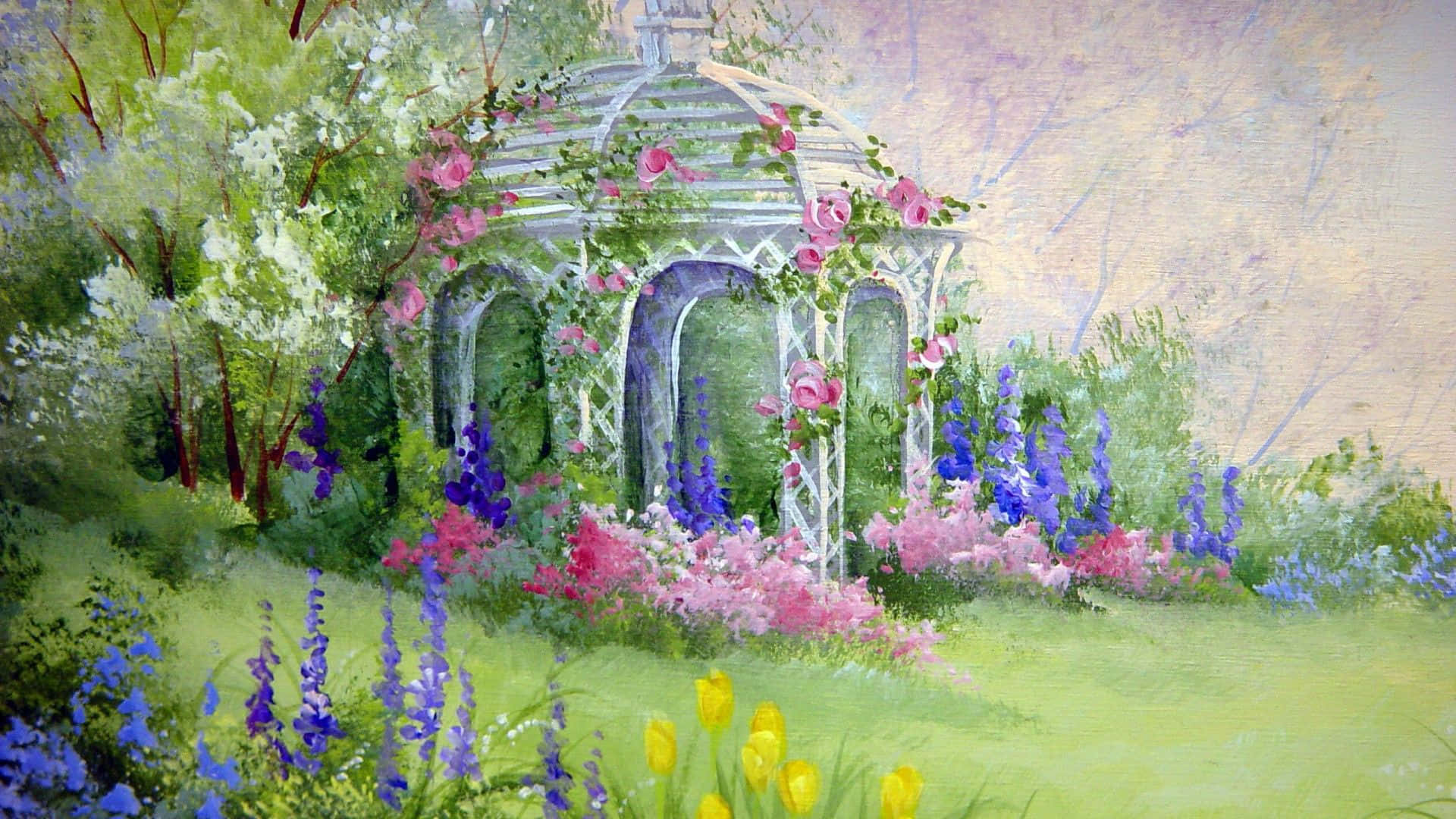 Flower Garden Wedding Painting Picture