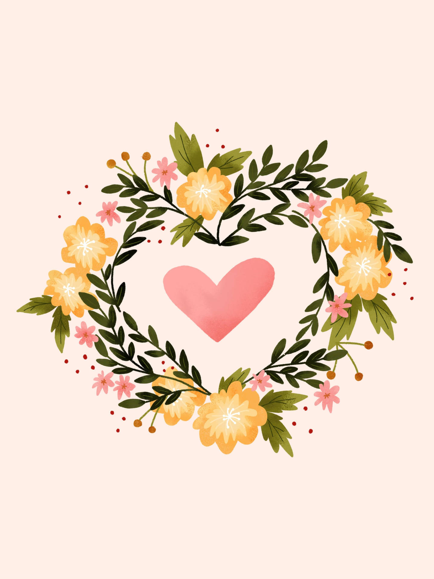 Flower Heart Graphic Design Wallpaper
